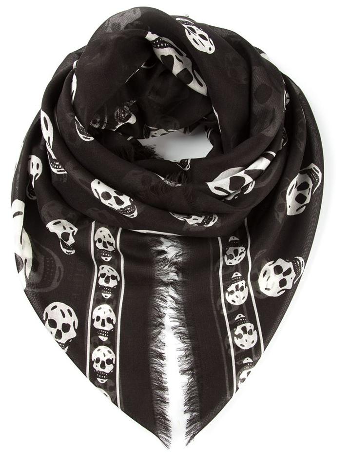 Alexander Mcqueen Skull Scarf, Adult Unisex, Black, Silk/modal