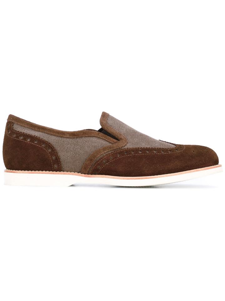 Santoni Contrast Loafers - Brown