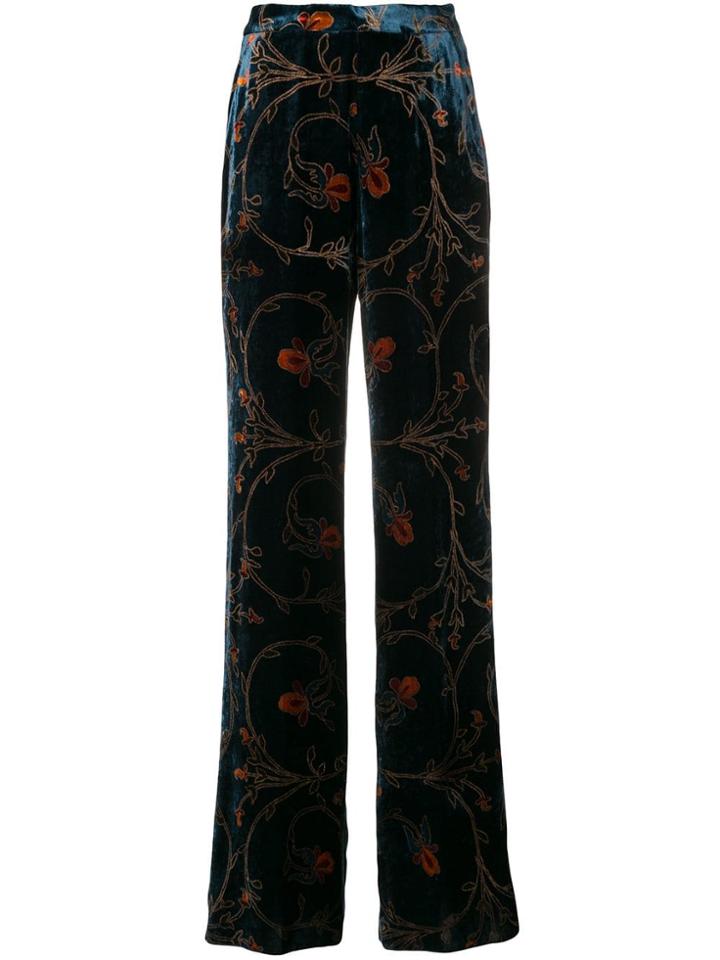 Etro Floral Flared Trousers - Blue