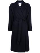Semicouture Belted Oversize Coat - Blue