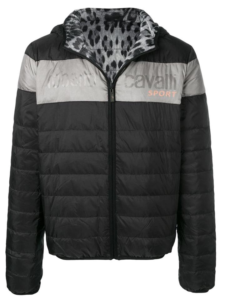 Roberto Cavalli Leopard Padded Jacket - Black