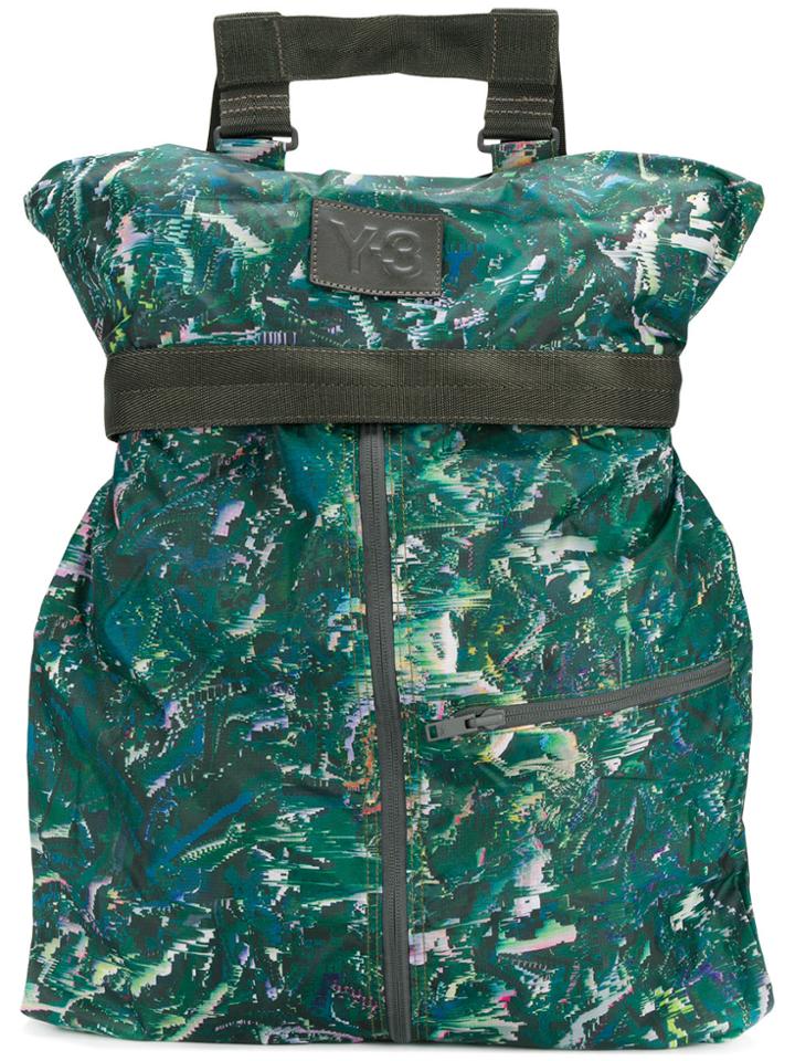 Y-3 Central Zipper Patterned Backpack - Green