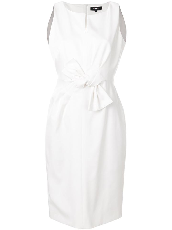 Paule Ka Front Bow Fitted Dress - White