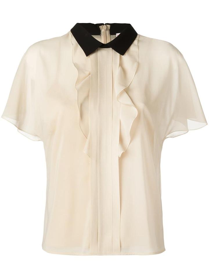Red Valentino Contrasting Collar Blouse, Women's, Size: 40, Nude/neutrals, Silk/polyester/spandex/elastane