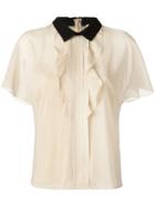 Red Valentino Contrasting Collar Blouse, Women's, Size: 40, Nude/neutrals, Silk/polyester/spandex/elastane