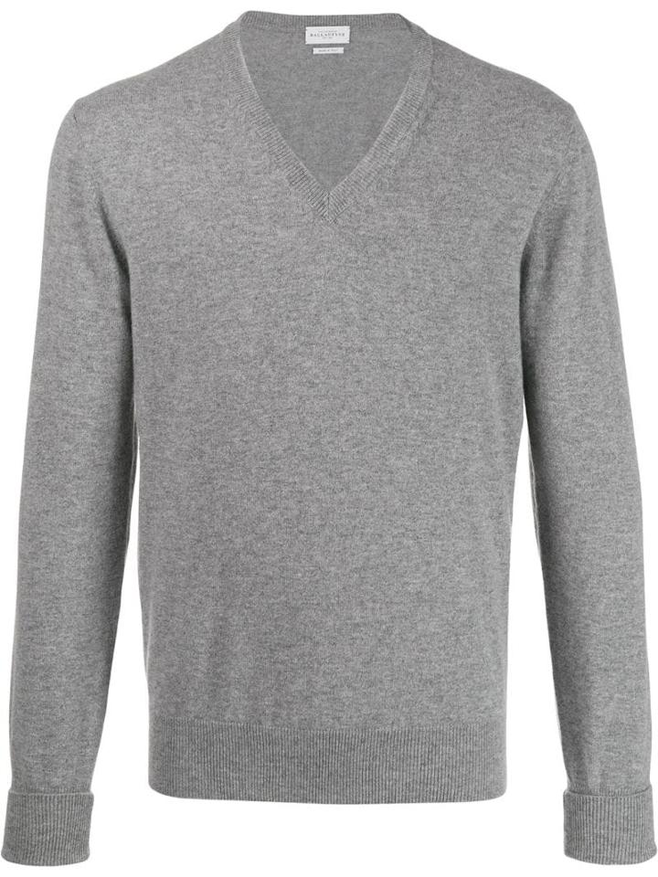 Ballantyne Long-sleeve Fitted Sweater - Grey