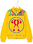 Moschino Kids Double Question Logo Zip Sweatshirt, Boy's, Size: 12 Yrs, Yellow/orange