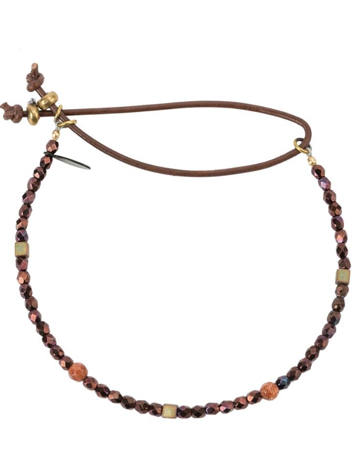 Catherine Michiels Bohemian Glass Beaded Bracelet - Pink & Purple