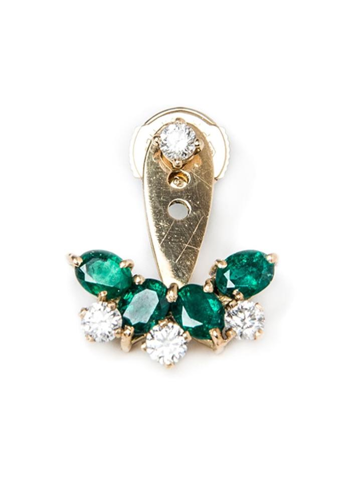 Yvonne Léon Emerald And Diamond Lobe Earring - Metallic