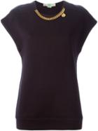 Stella Mccartney Chain Detail T-shirt, Women's, Size: 44, Blue, Cotton/spandex/elastane/metallic Fibre