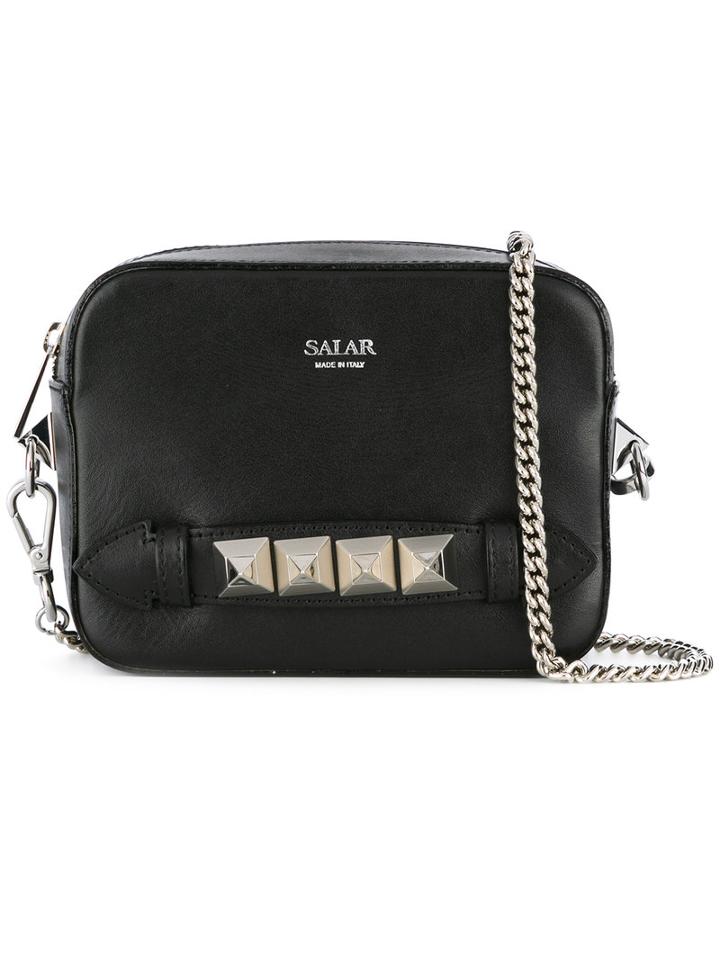 Salar Small Betz Crossbody Bag, Women's, Black, Cotton/calf Leather