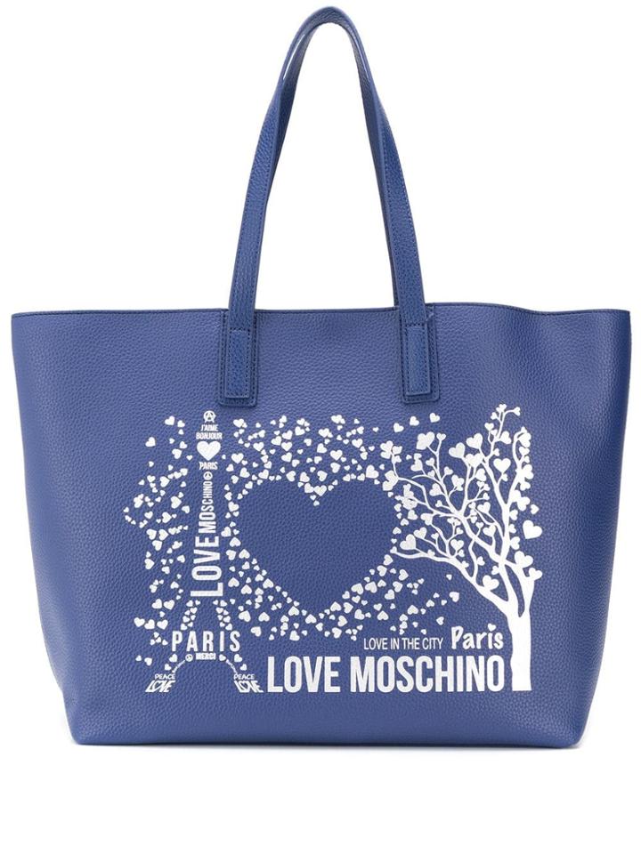 Love Moschino Printed Shopper Tote - Blue