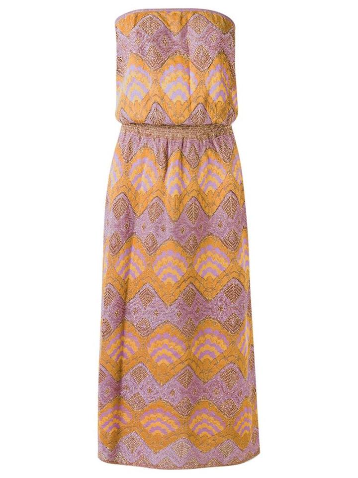 Gig Knit Midi Dress, Size: P, Yellow/orange, Polyamide/viscose/metallized Polyester