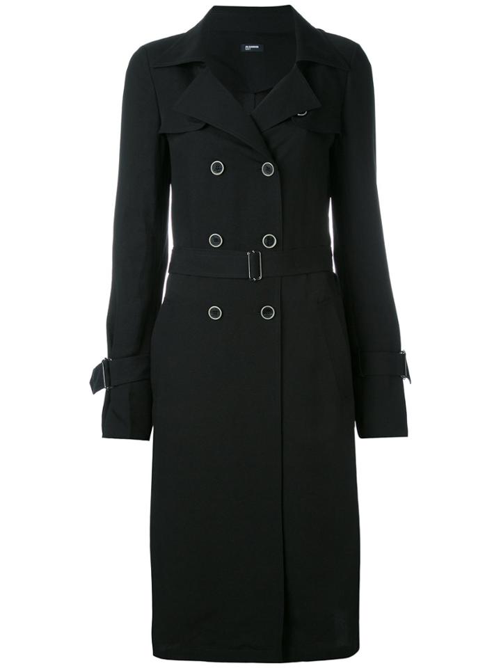 Jil Sander Navy Summer Double-breasted Coat - Black