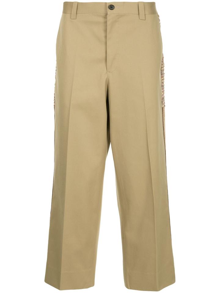 Coohem Tweed Side Panel Chinos - Brown