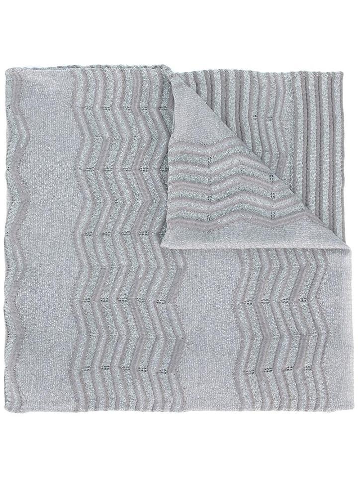 M Missoni Knitted Scarf, Women's, Grey, Cotton/polyamide/metallic Fibre