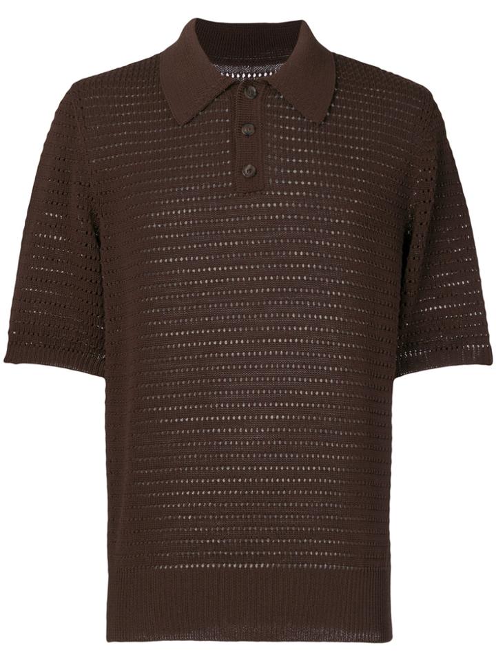 Maison Margiela Hole Detail Polo Shirt - Brown