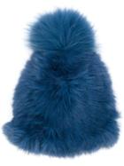 Yves Salomon Accessories - Bobble Hat - Women - Rabbit Fur/marmot Fur - One Size, Blue, Rabbit Fur/marmot Fur
