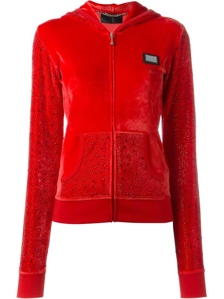 Philipp Plein 'skull Nation' Hoodie, Women's, Size: Small, Red, Cotton/modal/polyester/glass