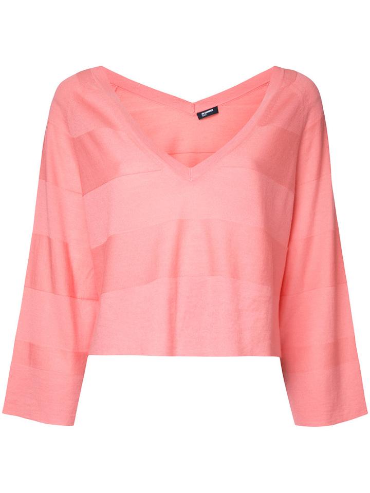 Jil Sander Navy - Deep V-neck Jumper - Women - Wool - L, Pink/purple, Wool