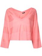 Jil Sander Navy - Deep V-neck Jumper - Women - Wool - L, Pink/purple, Wool