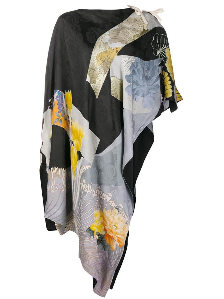Etro Geometric Floral Poncho Top - Black