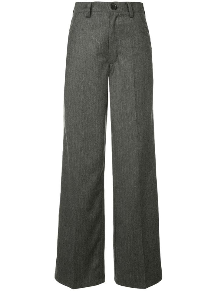 Walk Of Shame Chalk Stripe High Waist Trousers - Grey