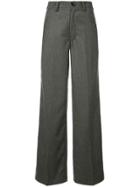 Walk Of Shame Chalk Stripe High Waist Trousers - Grey