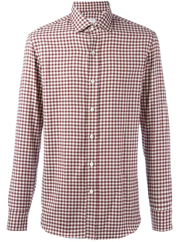 Salvatore Piccolo Checked Classic Shirt, Men's, Size: 40, Red, Cotton