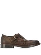 Henderson Baracco Brogue Detail Monk Shoes - Brown