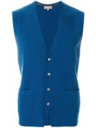 N.peal Classic Buttoned Waistcoat - Blue