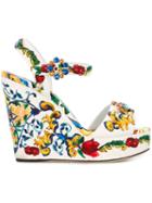 Dolce & Gabbana Majolica Print Wedge Sandals