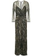 Jenny Packham Sequin Embroidered Gown - Metallic