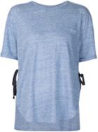 Derek Lam 10 Crosby Ribbon Detail T-shirt, Women's, Size: Xs, Blue, Linen/flax