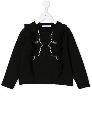 Vivetta Kids Teen Embroidered Face Sweatshirt - Black