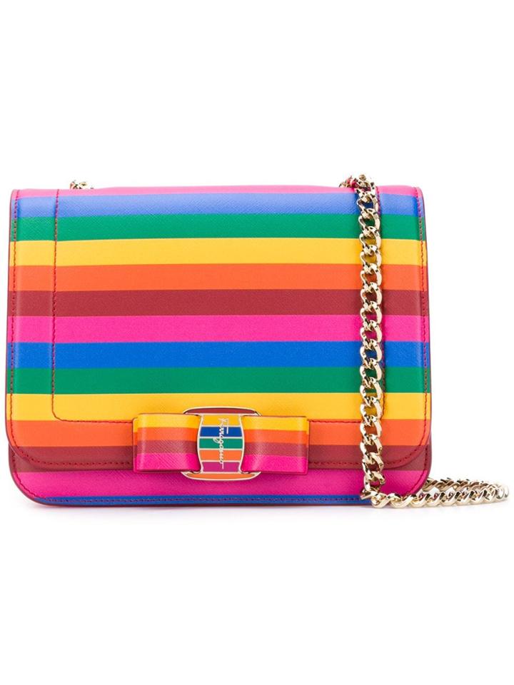 Salvatore Ferragamo 'vara' Rainbow Crossbody Bag - Red