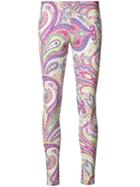 Etro Abstract Allover Print Leggings, Women's, Size: 42, Nylon/spandex/elastane