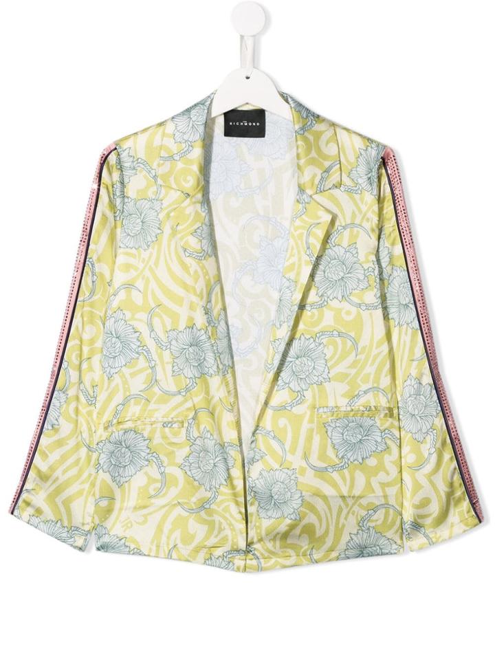 John Richmond Junior Teen Printed Side Panelled Blazer - Green