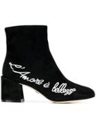Dolce & Gabbana Embroidered Ankle Boots - Black