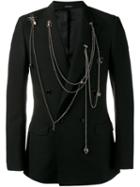 Alexander Mcqueen Chain Embellished Jacket, Men's, Size: 52, Black, Viscose/wool/metal