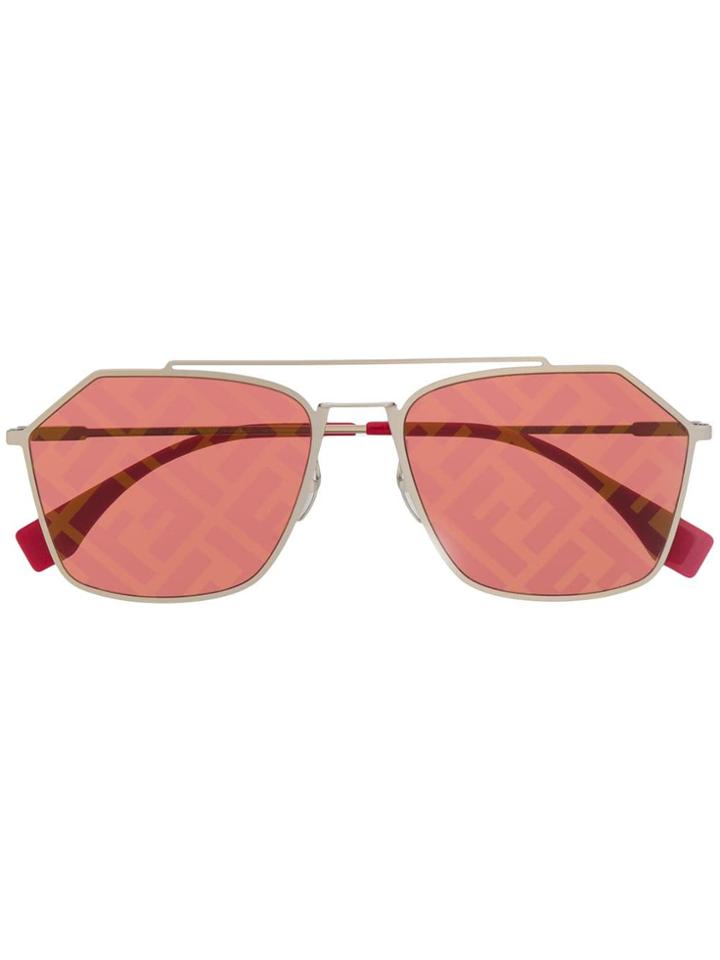 Fendi Eyewear Monogram Lense Sunglasses - Red