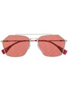 Fendi Eyewear Monogram Lense Sunglasses - Red