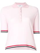 Thom Browne Relaxed Fit Short Sleeve Polo With Red, White And Blue