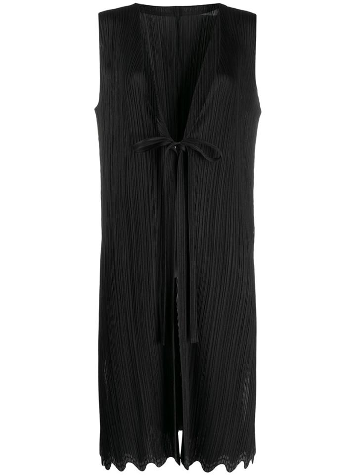 Pleats Please Issey Miyake Wave-hem Sleeveless Jacket - Black