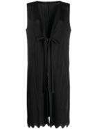 Pleats Please Issey Miyake Wave-hem Sleeveless Jacket - Black