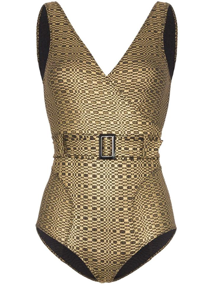 Lisa Marie Fernandez Yasmin Belted Swimsuit - Metallic