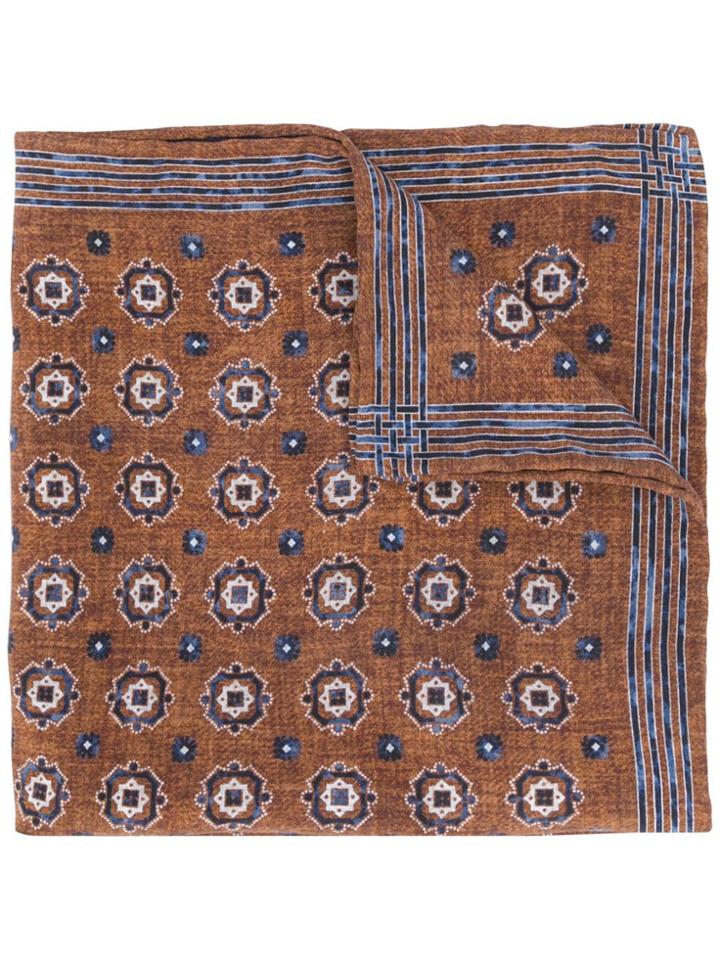 Brunello Cucinelli Geometric Pattern Pocket Square - Brown
