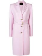 Versace Buttoned Belted Coat - Pink & Purple