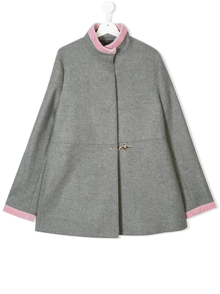 Fay Kids Concealed Breasted Coat - Grey