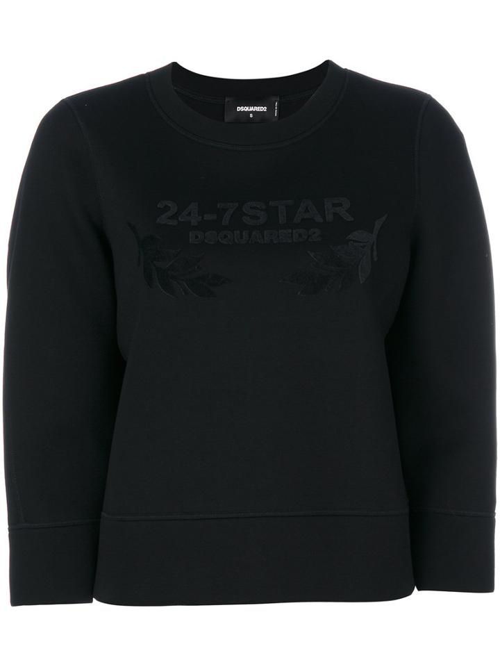 Dsquared2 - Embroidered Sweatshirt - Women - Polyurethane/viscose - Xs, Black, Polyurethane/viscose